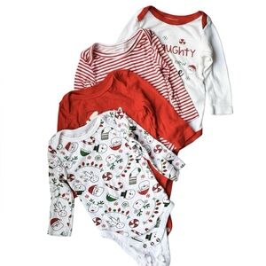 Baby 4-Pack Christmas Print Long-Sleeve 100% cotton 6m-9m